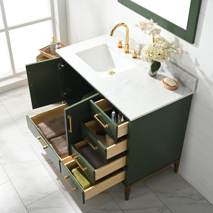 Mercury Row® Bruder 41.13'' Single Bathroom Vanity with Stone Top with